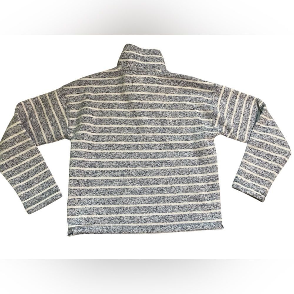 Thread & Supply Blue and White Striped Quarter Zip along Sleeve Pullover - Picture 2 of 6